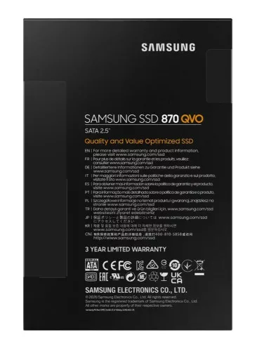 SAMSUNG 870 QVO 8TB SSD, 2.5” 7mm, SATA 6Gb/s, Read/Write: 560 / 530 MB/s, Random Read/Write IOPS 98K/88K