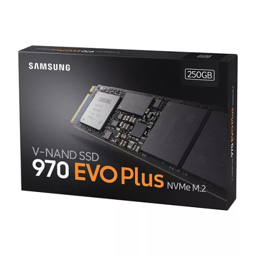 SAMSUNG 970 EVO PLUS 250GB SSD, M.2 2280, NVMe, Read/Write: 3500 / 2300 MB/s, Random Read/Write IOPS 250K/550K