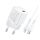 HOCO N10 STARTER hálózati töltő Type-C aljzat 20W, PD gyorstöltő 3.0 + Type-C - lightning kábel, FEHÉR