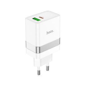   HOCO N21 hálózati töltő USB+Type-C aljzat 30W, PD gyorstöltő 3.0, FEHÉR