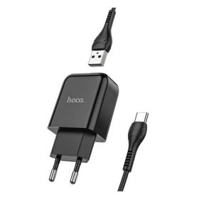   HOCO N2 VIGOUR hálózati töltő USB aljzat (10W, gyorstöltő + Type-C kábel) FEKETE