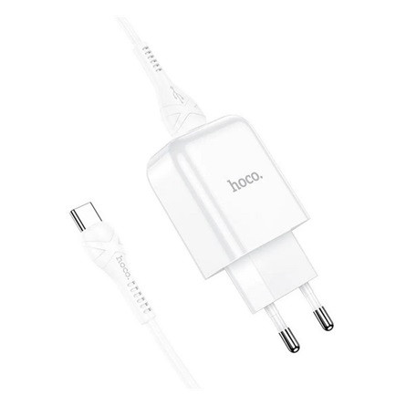 HOCO N2 VIGOUR hálózati töltő USB aljzat 10W, gyorstöltő + Type-C kábel, FEHÉR