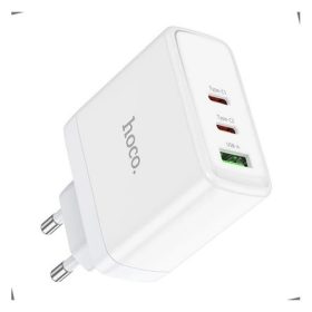   HOCO N30 hálózati töltő USB+2 Type-C aljzat 65W, PD gyorstöltő 3.0, FEHÉR
