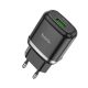 HOCO N3 hálózati töltő USB aljzat 18W, gyorstöltő 3.0, FEKETE