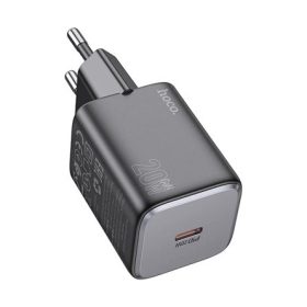   HOCO SPINNER hálózati töltő Type-C aljzat 20W, PD gyorstöltő 3.0, FEKETE