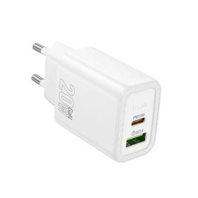   HOCO N61 hálózati töltő USB+Type-C aljzat 20W, PD gyorstöltő 3.0, FEHÉR