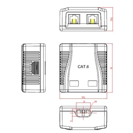 Gembird 2x RJ45 kat. 6 UTP fali aljzat, komplett fehér