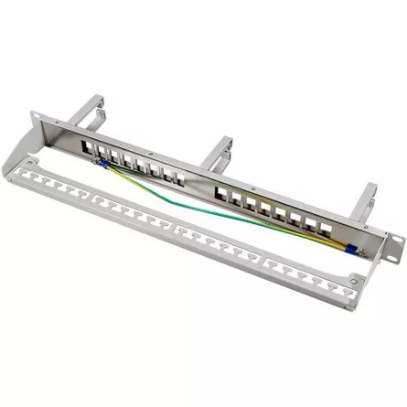 Logilink 19" Keystone Panel 16 portos, árnyékolt, 3 kábelkezelő gyűrűvel
