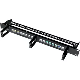   Logilink 19" Keystone Panel 16 portos, árnyékolt, 3 kábelkezelő gyűrűvel