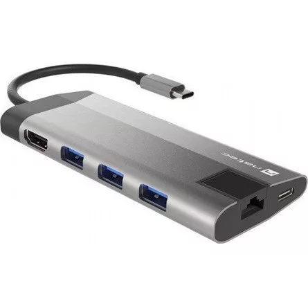 Natec USB-C MULTIPORT ADAPTER 8 AZ 1-BEN NATEC FOWLER PLUS HUB USB 3.0 3X, HDMI 4K, USB-C PD, RJ45, SD, MICRO