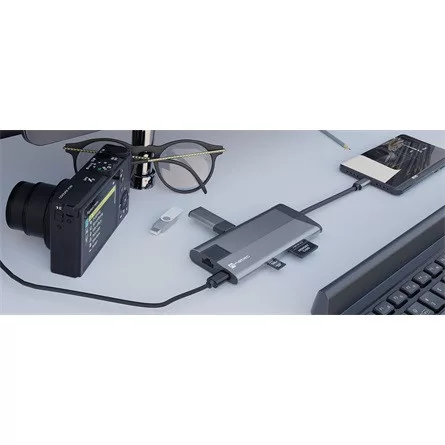 Natec USB-C MULTIPORT ADAPTER 8 AZ 1-BEN NATEC FOWLER PLUS HUB USB 3.0 3X, HDMI 4K, USB-C PD, RJ45, SD, MICRO