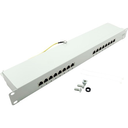 Logilink Cat.6 Patch Panel 16-Port 19" STP, grey, EconLinie