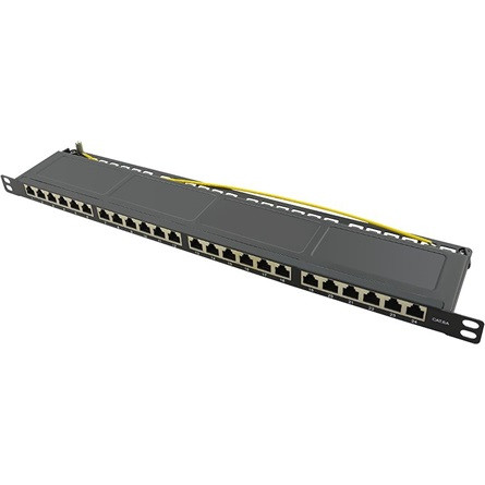 Logilink Cat.6A Patch Panel 24-Port STP, black, half unit height