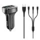 Usams King TU C13 10W univerzális autós töltő adapter fekete (Lightning/microUSB/USB-C kábel)