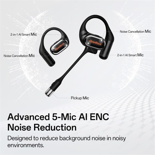 ONEODIO Sport Fejhallgató - OpenRock LINK 20 Black (premium, légvezetés, BT 6.0, fekete)