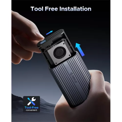 Orico Külső M.2 ház - ACOM2-U4-GY (USB-C 4-> M.2 NVMe, Max.: 8TB, 40 Gbps, szürke)