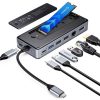 Orico Notebook Dokkoló - OM28PR-G2-BK (Bemenet: USB-C, Kimenet: HDMI/USB-A+C/RJ45/M.2/PD100W, sötétszürke)