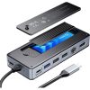 Orico Notebook Dokkoló - OM28PR-G2-BK (Bemenet: USB-C, Kimenet: HDMI/USB-A+C/RJ45/M.2/PD100W, sötétszürke)