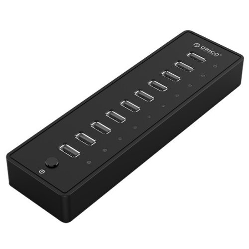 Orico USB2.0 Hub - P10-U2-V1-EU/151 (10 port, Bemenet: USB-A, Kimenet: 10xUSB-A, fekete)