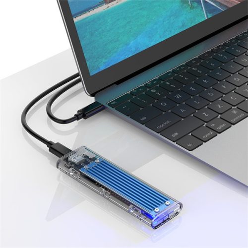 Orico Külső M.2 ház - TCM2-C3-BL/17/ (USB-C 3.1 -> M.2 NVMe, Max.: 2TB, 10 Gbps, kék)