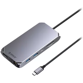   ORICO-12 in 1 USB3.0 type C to USB3.0 x2/USB2.0/USB3.0 type C/HDMI2.0/DP1.4/PD100W/TF/SD/RJ45(10/100/1000)/3.5mm audio