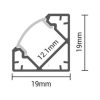 OPTONICA LED profil, alumínium, 45°-os szögben fekete  2m SZETT fehér borítással - OT5103