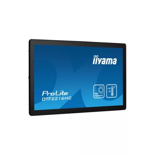 iiyama kültéri touch monitor, 21,5", 1920x1080, 16:9, 1100cd, 25ms, 5000:1, VGA/HDMI/DP/RJ45 , OTF2216MC-B1