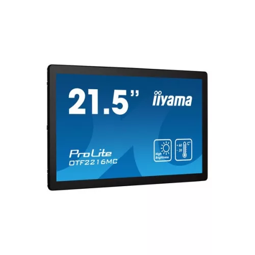 iiyama kültéri touch monitor, 21,5", 1920x1080, 16:9, 1100cd, 25ms, 5000:1, VGA/HDMI/DP/RJ45 , OTF2216MC-B1