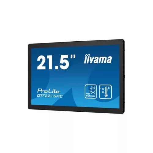 iiyama kültéri touch monitor, 21,5", 1920x1080, 16:9, 1100cd, 25ms, 5000:1, VGA/HDMI/DP/RJ45 , OTF2216MC-B1