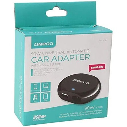 Omega DC Mini 90W notebook autós töltő adapter 8-tip