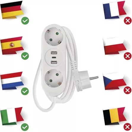 Emos P0221U 1,5m 2xAC/2xUSB/1xType-C fehér elosztó