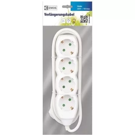 Emos P0421R 4db villásdugó CEE 7/3 (EU) elosztó 1.5m fehér