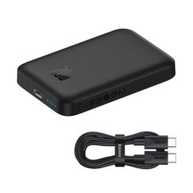   BASEUS MAGNETIC MINI AIR vésztöltő Type-C aljzat 6000mAh, MagSafe + Type-C kábel, FEKETE