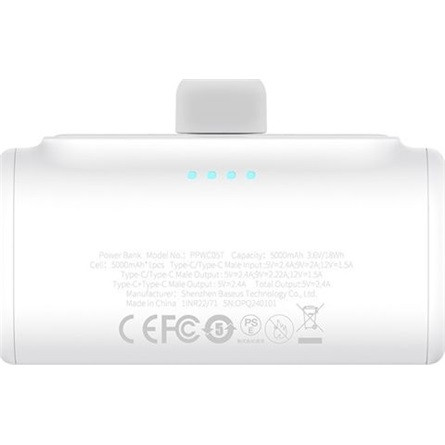 Baseus CHG Baseus Compact 20W gyorstöltő powerbank, 5000mAh, Type-C csatlakozóval, fehér