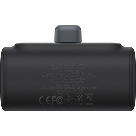 Baseus CHG Baseus Compact 20W gyorstöltő powerbank, 5000mAh, iPhone csatlakozóval, fekete