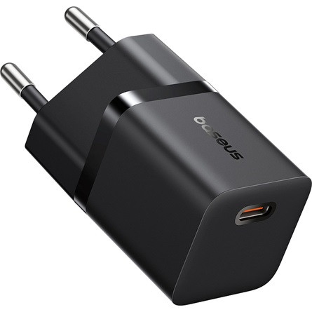 Baseus GaN5 Mini hálózati gyorstöltő 25W, USB Type-C, fekete