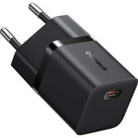   Baseus GaN5 Mini hálózati gyorstöltő 25W, USB Type-C, fekete + 100W USB Type-C, 1m kábel