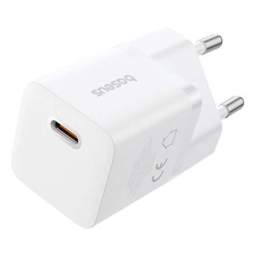 Baseus GaN5 Mini hálózati gyorstöltő 25W, USB Type-C, fehér + 100W USB Type-C, 1m kábel