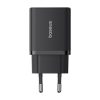 Baseus Cube hálózati gyorstöltő 30W, USB Type-C + 2×USB Type-A, fekete