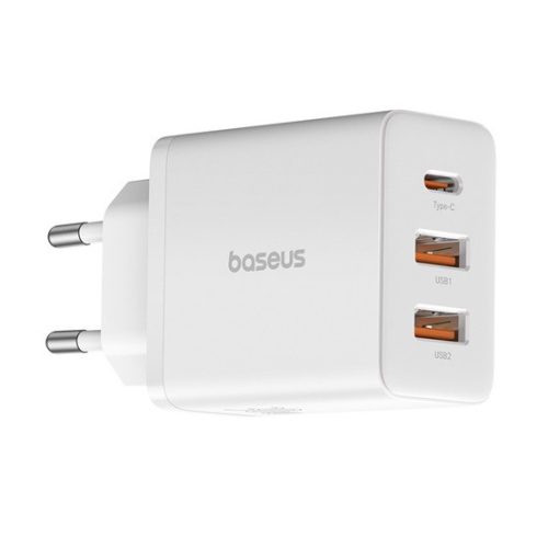 Baseus Cube hálózati gyorstöltő 30W, USB Type-C + 2×USB Type-A, fehér