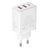 Baseus Cube hálózati gyorstöltő 30W, USB Type-C + 2×USB Type-A, fehér