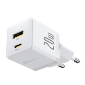   Baseus Palm hálózati gyorstöltő 20W, USB Type-C + USB Type-A, fehér