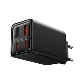   Baseus GaN6 Pro hálózati gyorstöltő 65W, 2×USB Type-C + 2×USB Type-A, fekete + 100W USB Type-C, 1m kábel