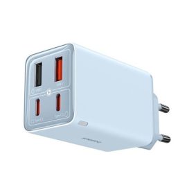   Baseus GaN6 Pro hálózati gyorstöltő 65W, 2×USB Type-C + 2×USB Type-A, kék + 100W USB Type-C, 1m kábel