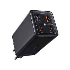   Baseus GaN6 Pro hálózati gyorstöltő 100W, 2×USB Type-C + 2×USB Type-A, fekete + 100W USB Type-C, 1m kábel