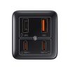 Baseus GaN6 Pro hálózati gyorstöltő 100W, 2×USB Type-C + 2×USB Type-A, fekete + 100W USB Type-C, 1m kábel