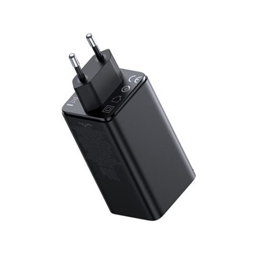 Baseus GaN6 Pro hálózati gyorstöltő 100W, 2×USB Type-C + 2×USB Type-A, fekete + 100W USB Type-C, 1m kábel