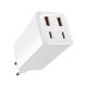 Baseus GaN6 Pro hálózati gyorstöltő 100W, 2×USB Type-C + 2×USB Type-A, fehér + 100W USB Type-C, 1m kábel