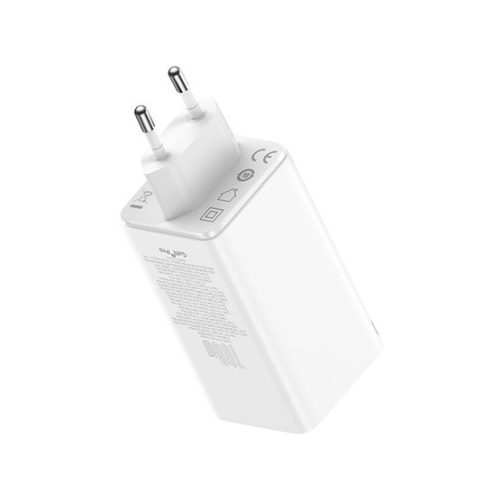 Baseus GaN6 Pro hálózati gyorstöltő 100W, 2×USB Type-C + 2×USB Type-A, fehér + 100W USB Type-C, 1m kábel
