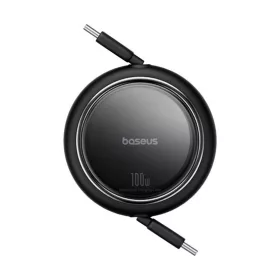   Baseus ACC Baseus Free2Draw Mini Retractable Charging Cable Type-C to Type-C 100W 1m felcsévélhető gyorstöltő adatkábel, fekete